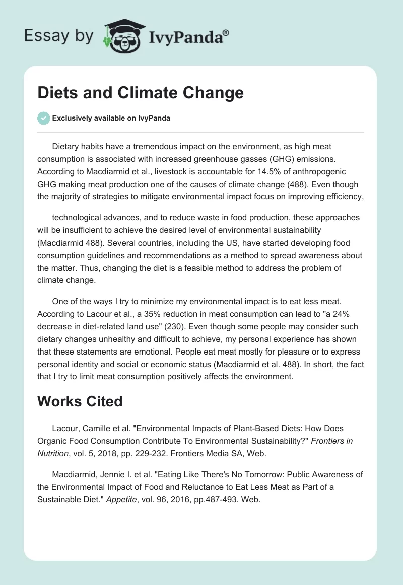 Diets and Climate Change. Page 1