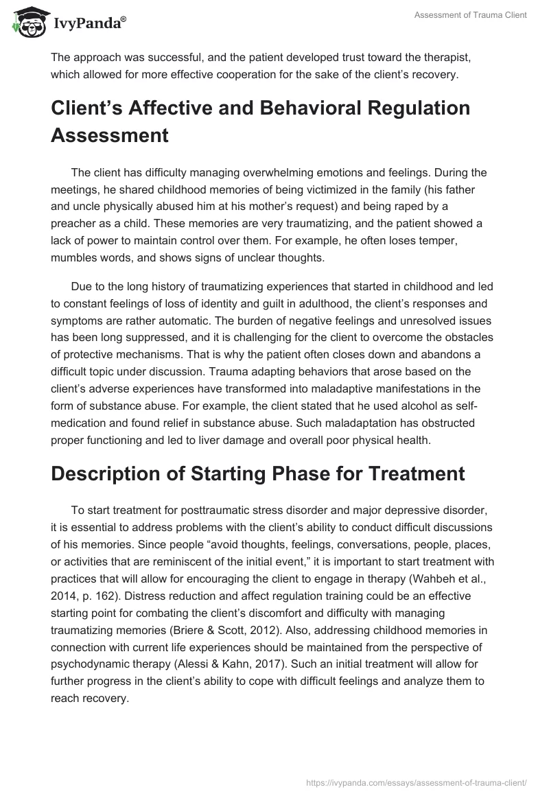 Assessment of Trauma Client. Page 3