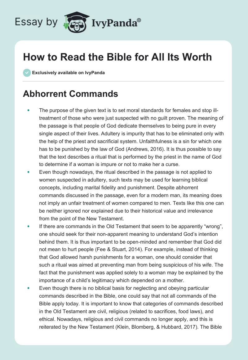 How to Read the Bible for All Its Worth. Page 1