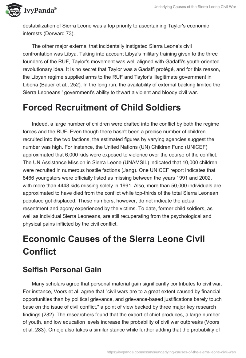 Underlying Causes of the Sierra Leone Civil War. Page 3
