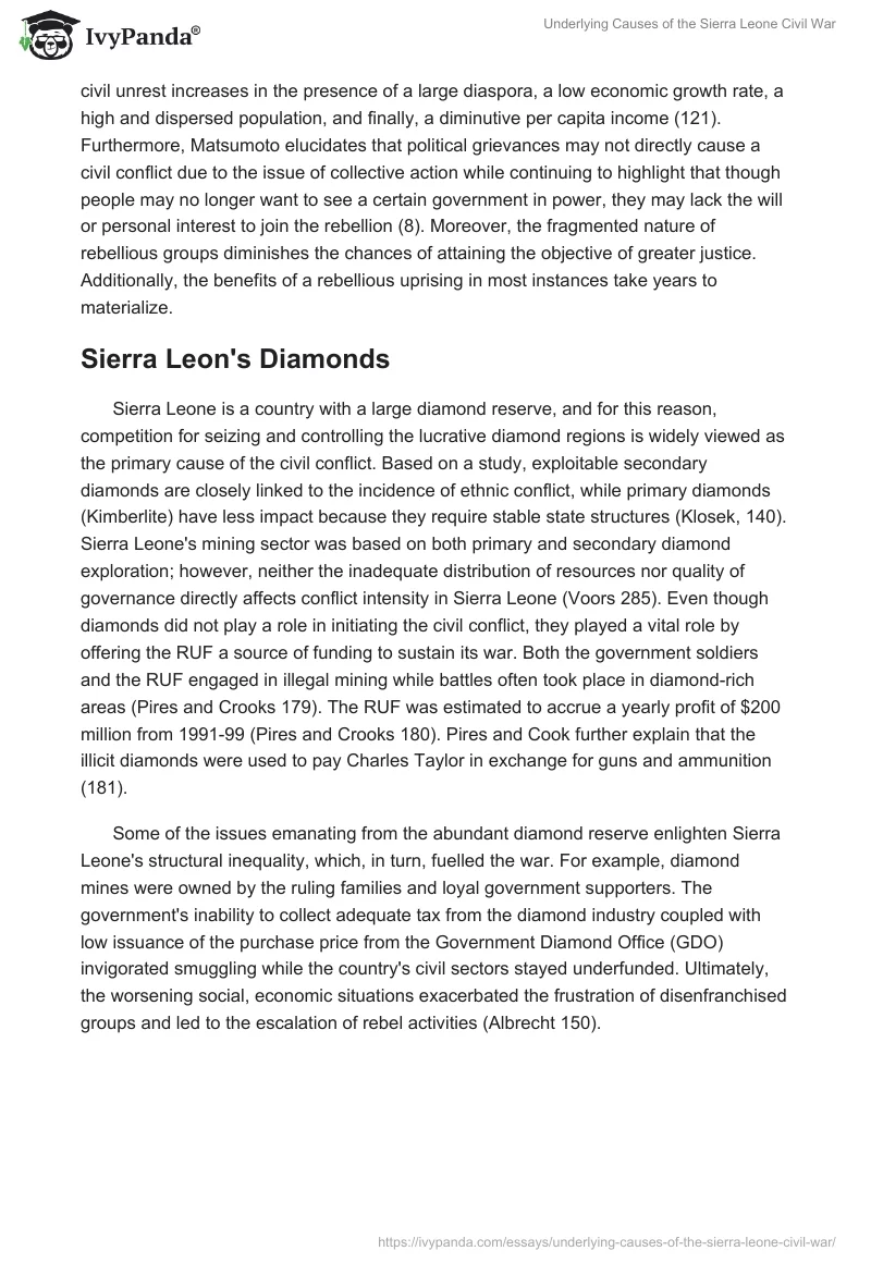 Underlying Causes of the Sierra Leone Civil War. Page 4