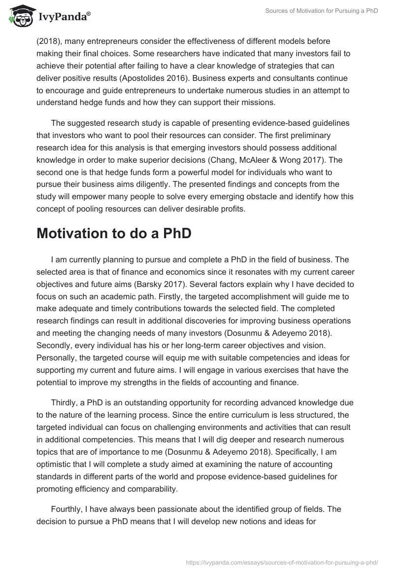 Sources of Motivation for Pursuing a PhD. Page 4