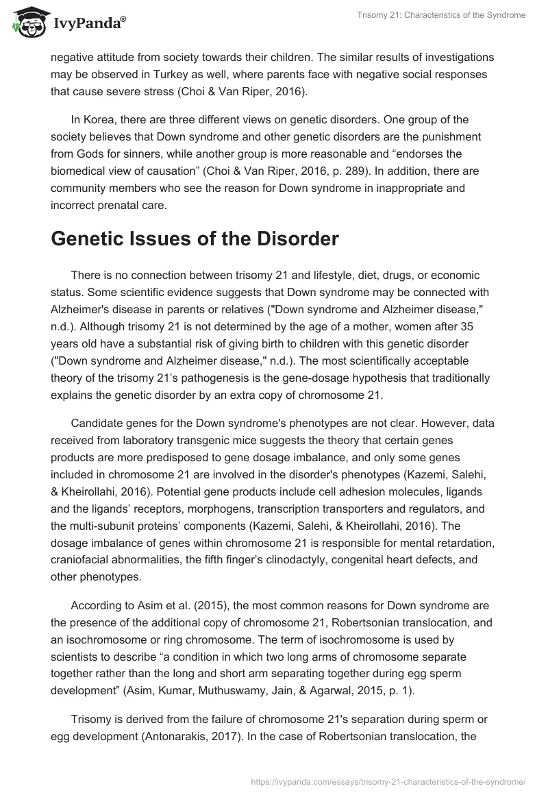 Trisomy 21: Characteristics of the Syndrome. Page 3
