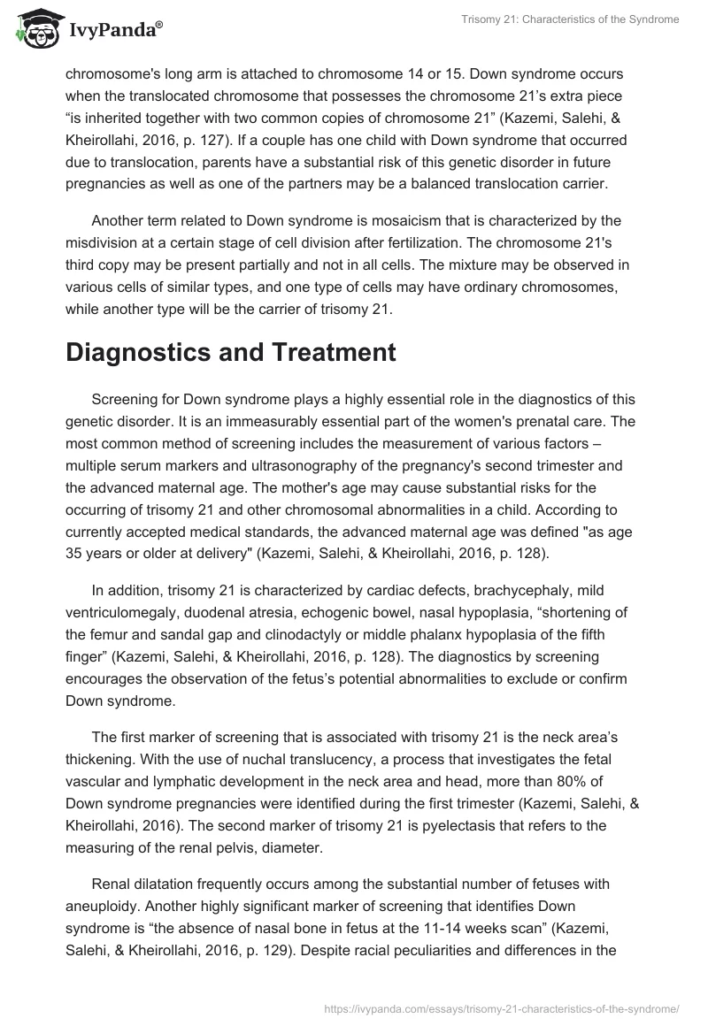 Trisomy 21: Characteristics of the Syndrome. Page 4