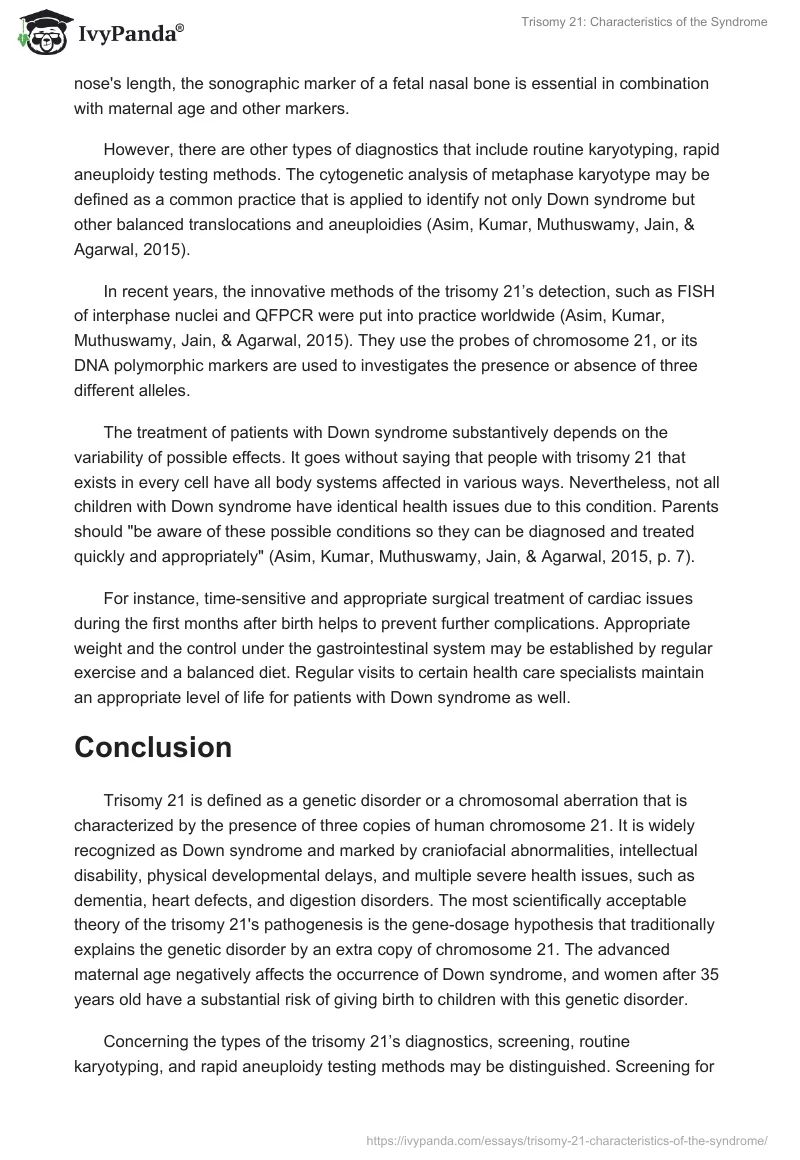 Trisomy 21: Characteristics of the Syndrome. Page 5