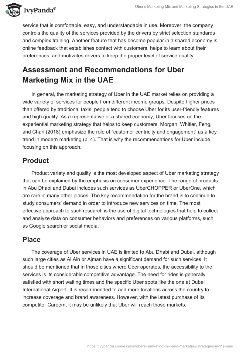 Uber’s Marketing Mix and Marketing Strategies in the UAE. Page 5