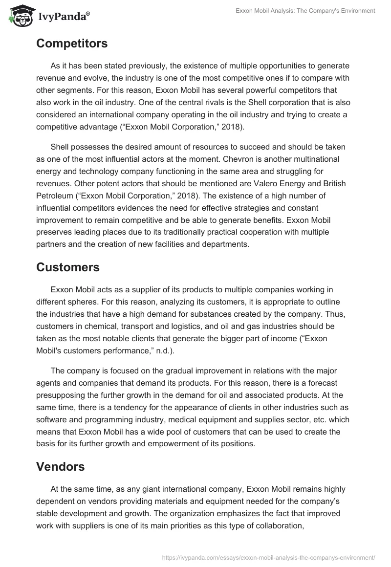 Exxon Mobil Analysis: The Company's Environment. Page 3