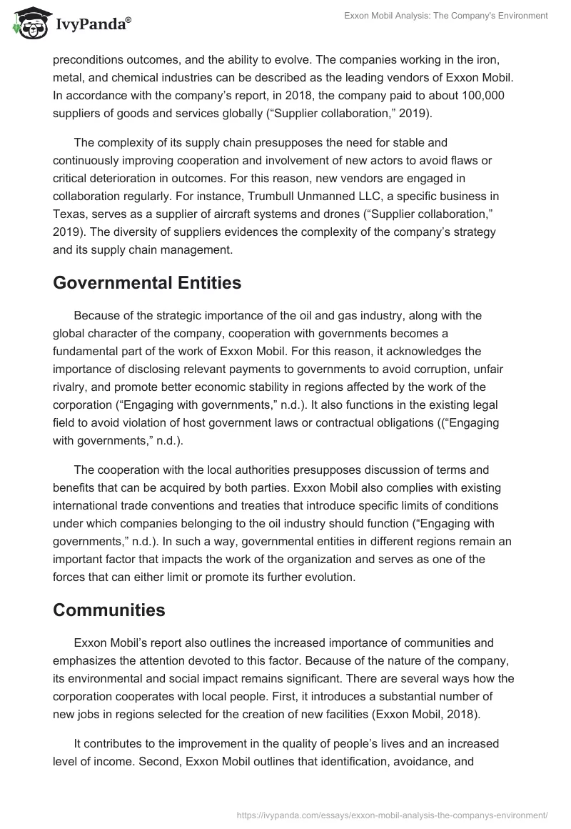 Exxon Mobil Analysis: The Company's Environment. Page 4