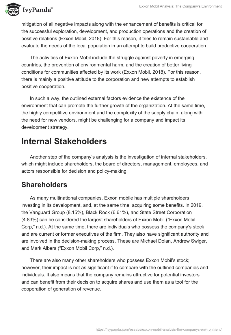 Exxon Mobil Analysis: The Company's Environment. Page 5