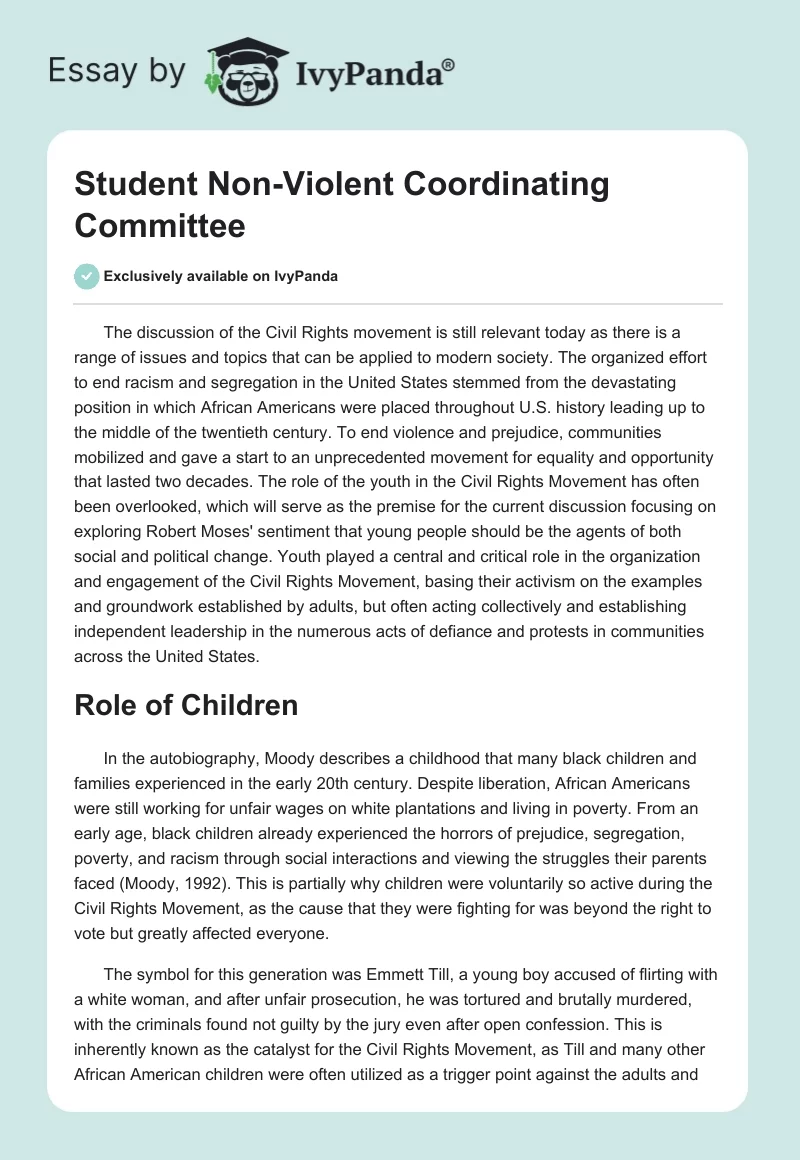 Student Non-Violent Coordinating Committee. Page 1