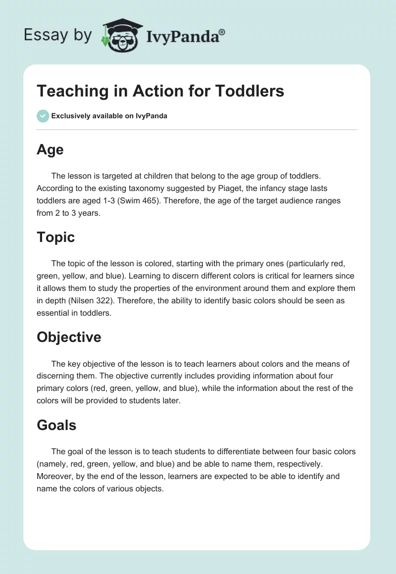 Teaching in Action for Toddlers. Page 1