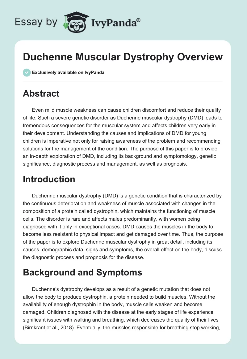 Duchenne Muscular Dystrophy Overview. Page 1