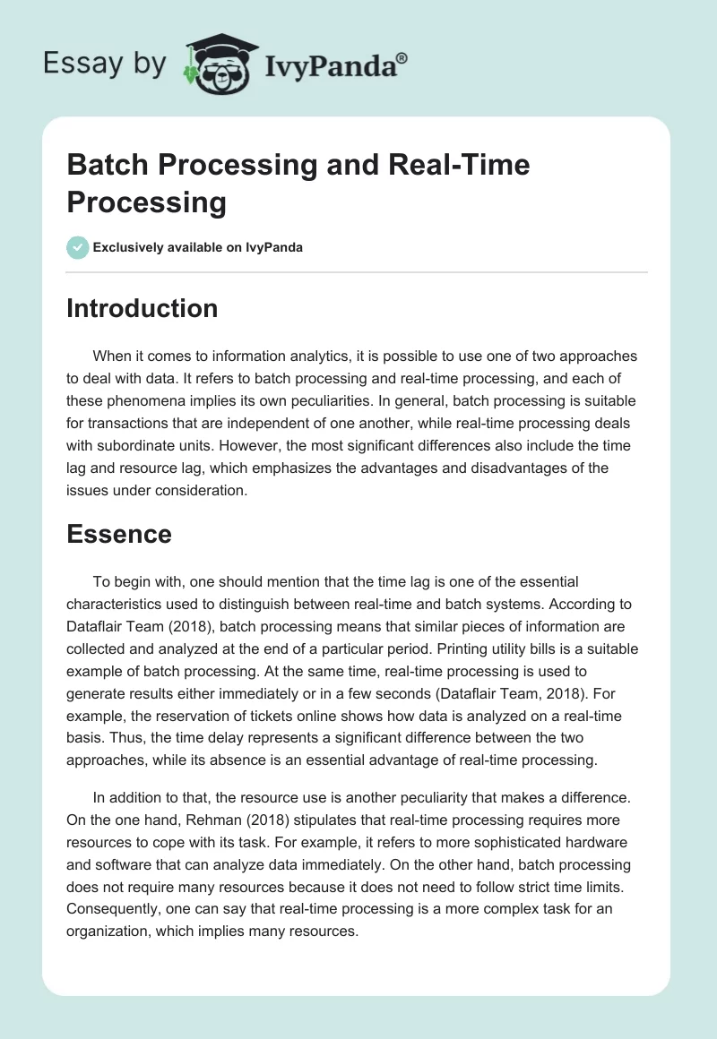 Batch Processing and Real-Time Processing. Page 1