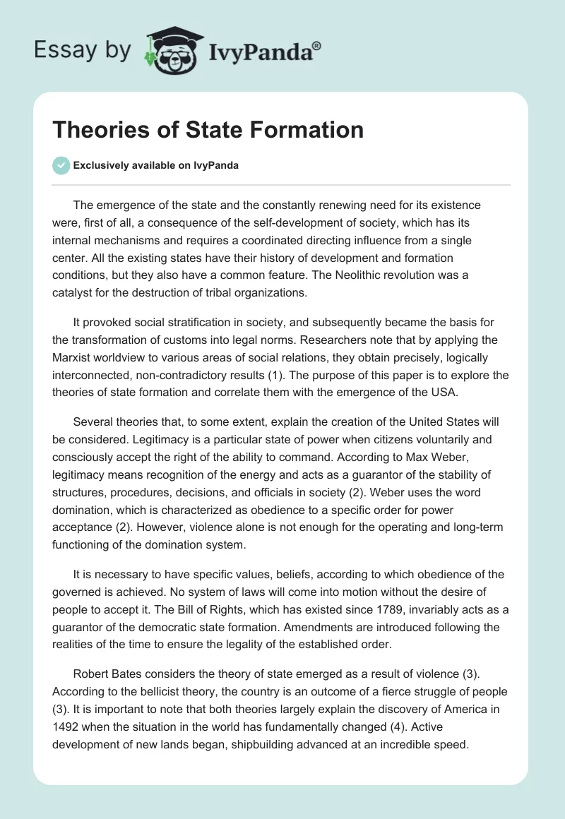 Theories of State Formation. Page 1