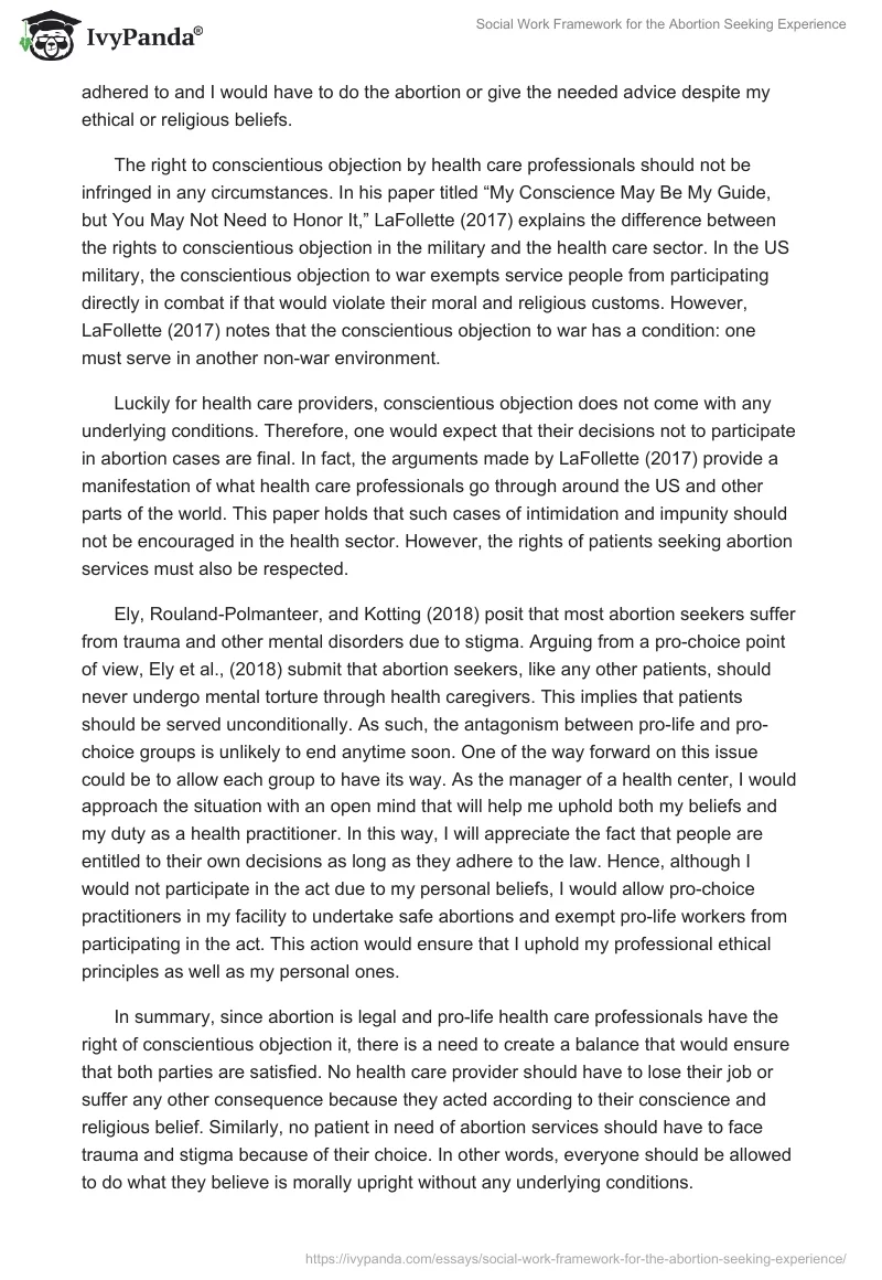 Social Work Framework for the Abortion Seeking Experience. Page 2