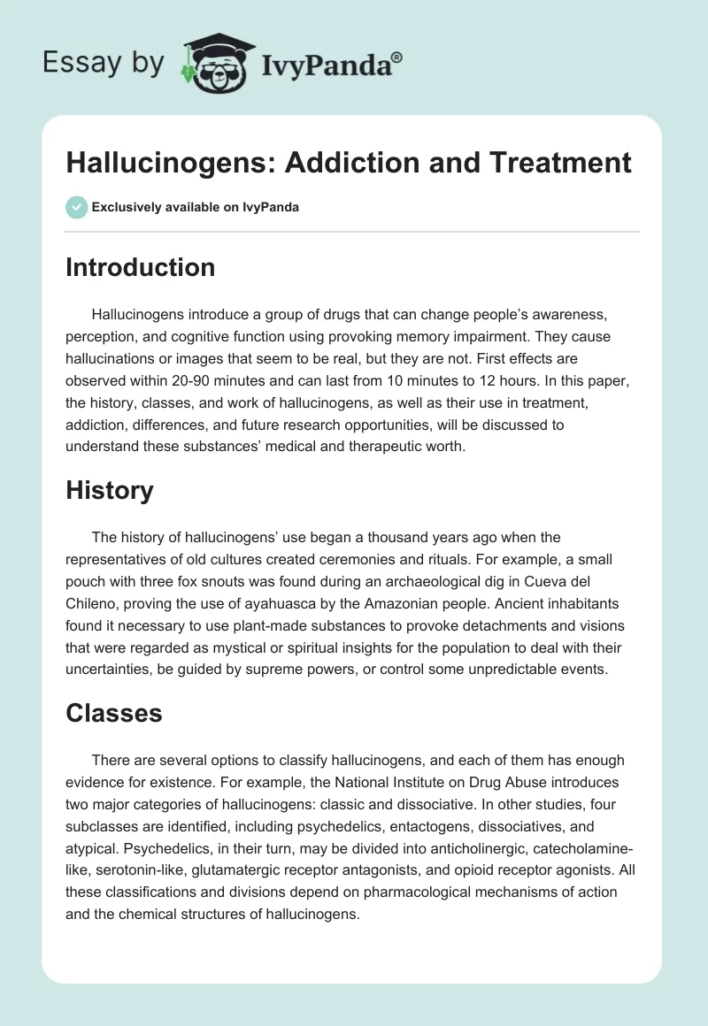 Hallucinogens: Addiction and Treatment. Page 1