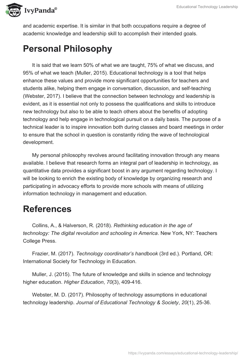 Educational Technology Leadership. Page 2