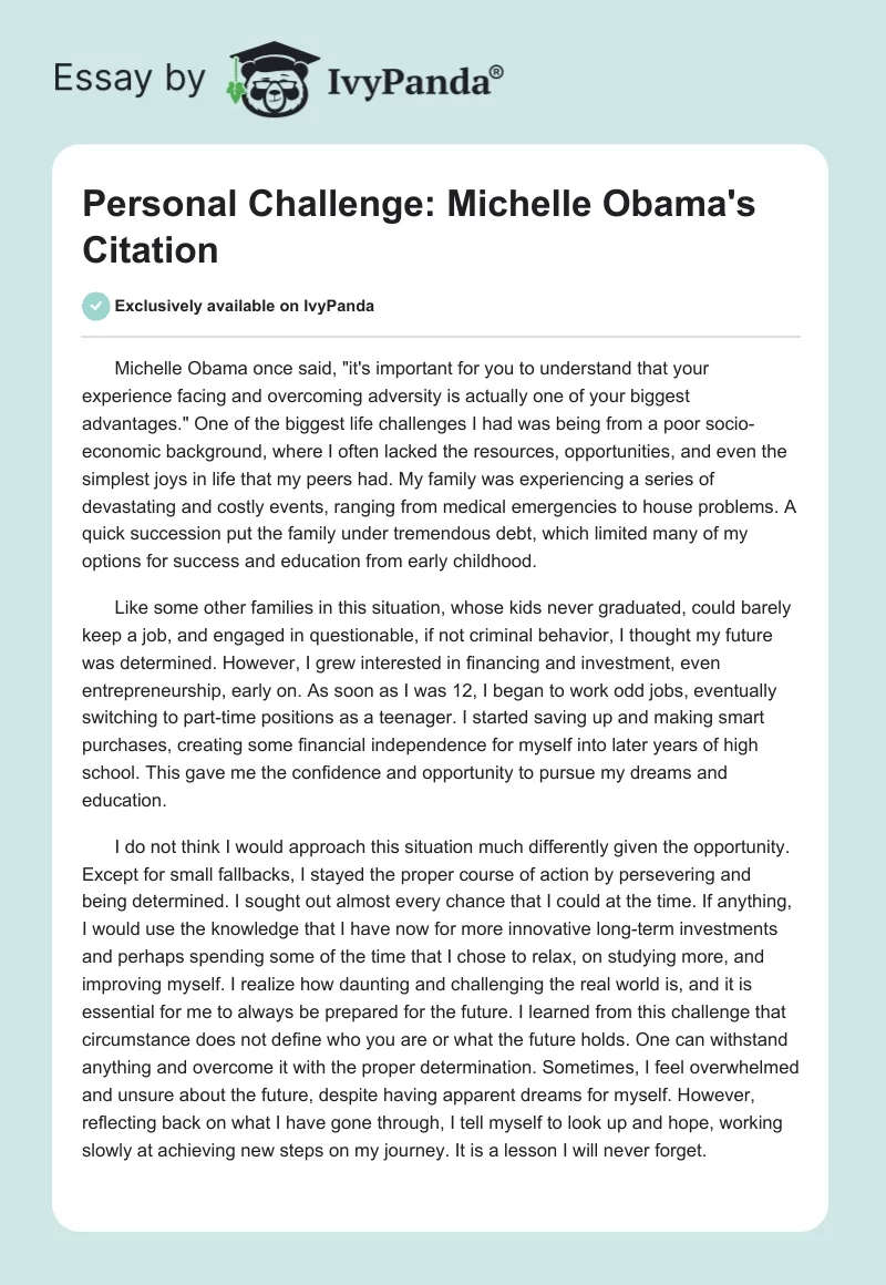 Personal Challenge: Michelle Obama's Citation. Page 1