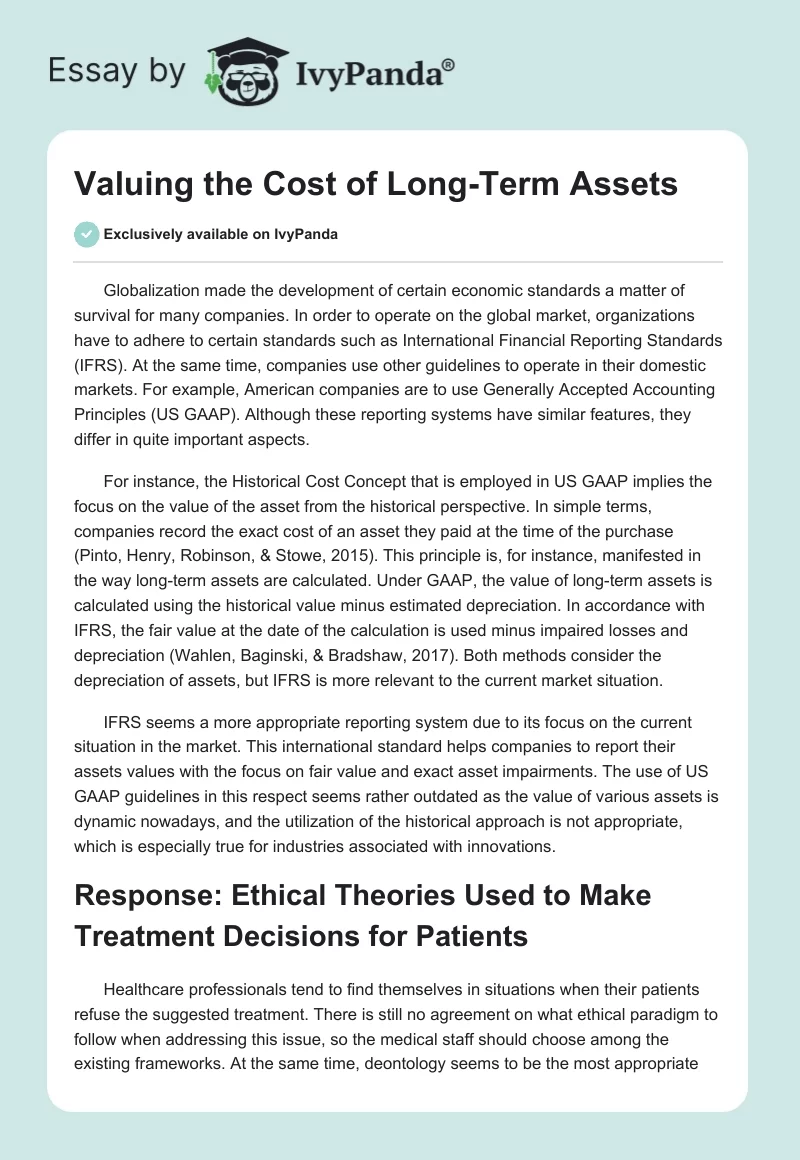 Valuing the Cost of Long-Term Assets. Page 1