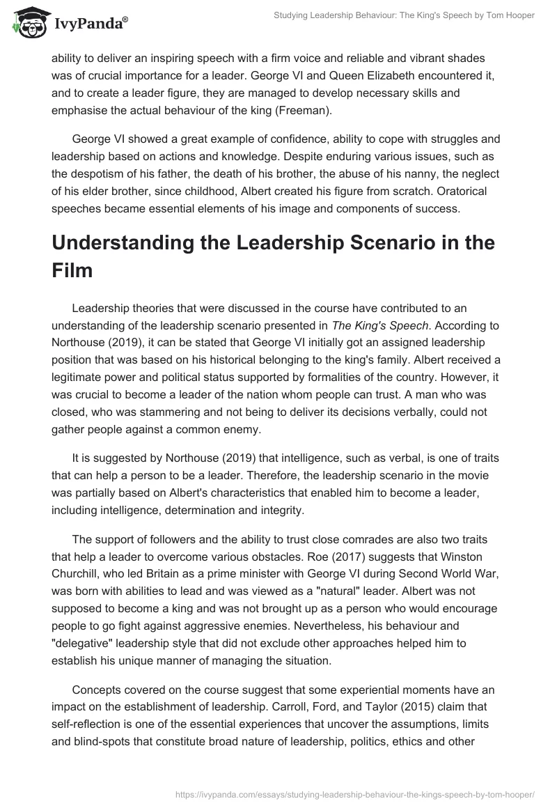Studying Leadership Behaviour: "The King's Speech" by Tom Hooper. Page 3