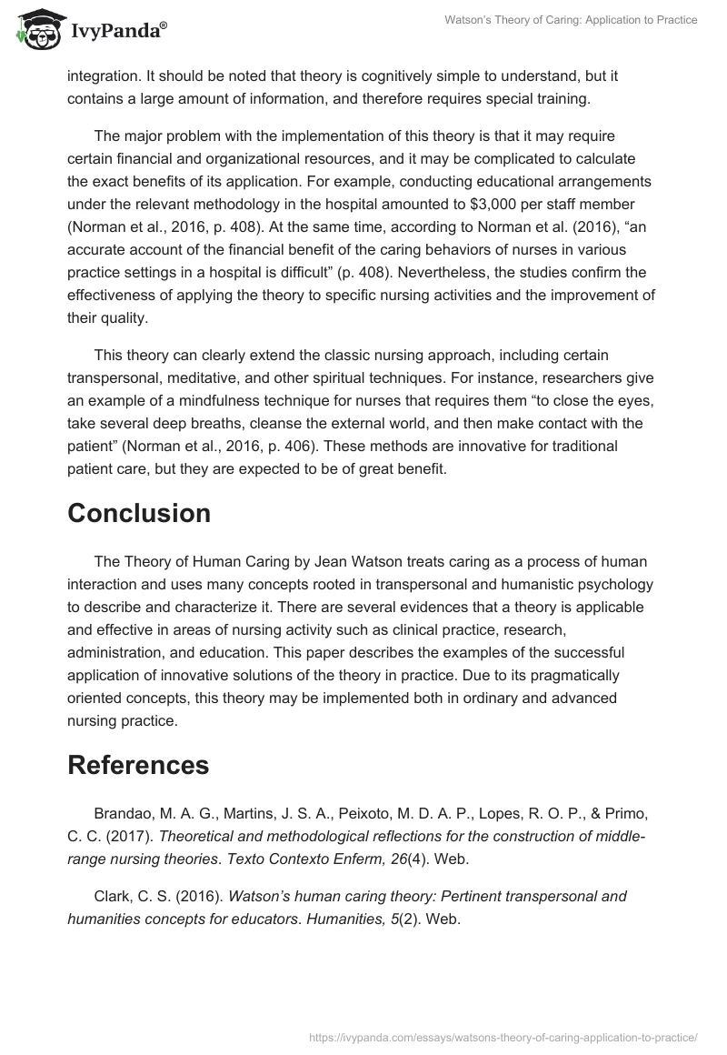 Watson’s Theory of Caring: Application to Practice. Page 5