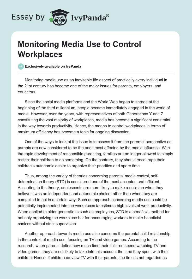 Monitoring Media Use to Control Workplaces. Page 1