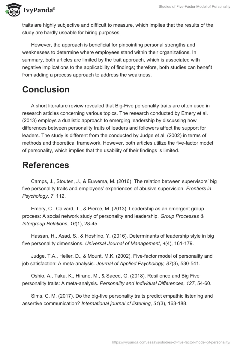 Studies of Five-Factor Model of Personality. Page 3