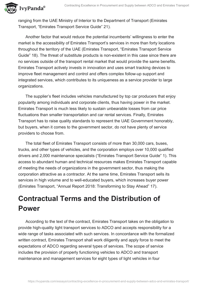Contracting Excellence in Procurement and Supply Between ADCO and Emirates Transport. Page 3
