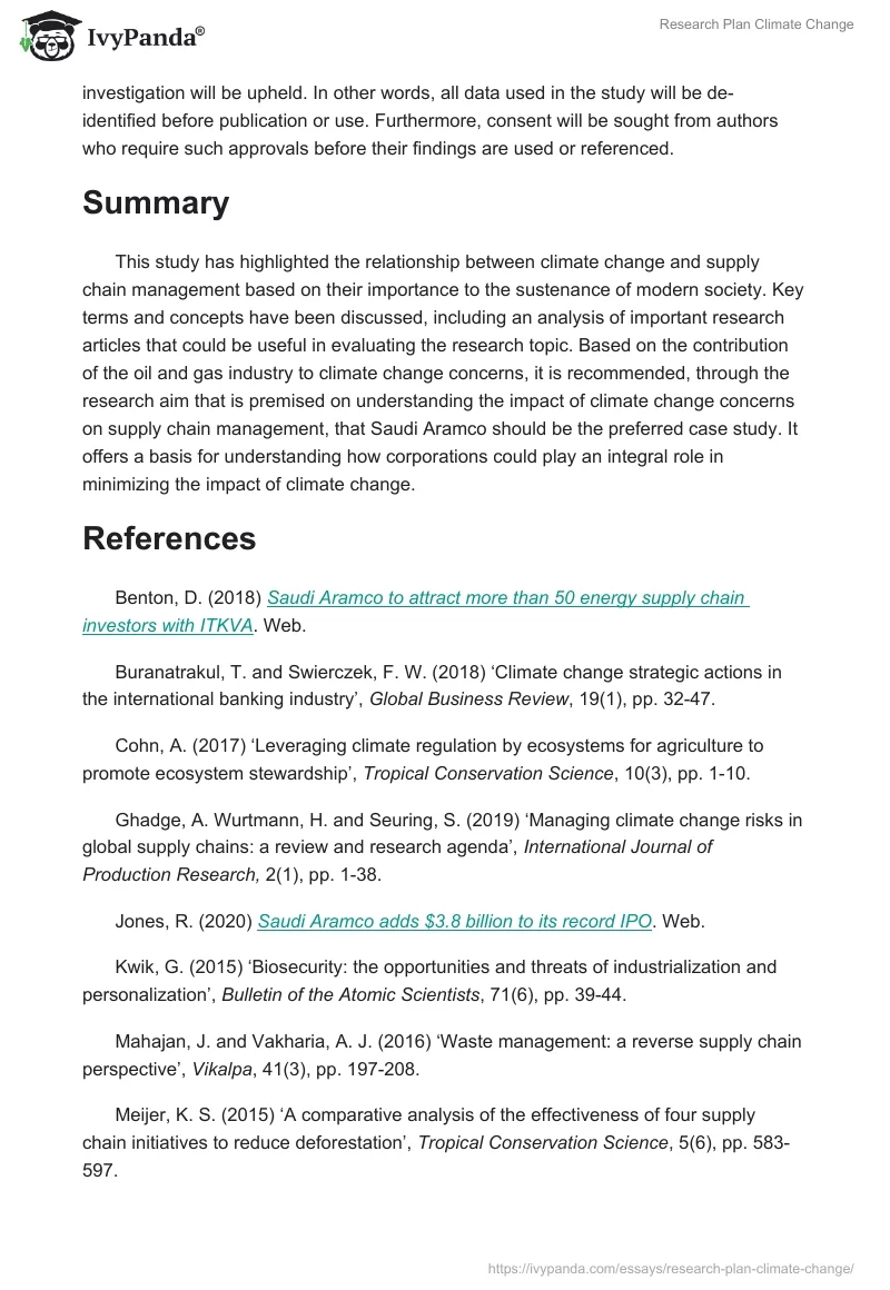 Research Plan "Climate Change". Page 5