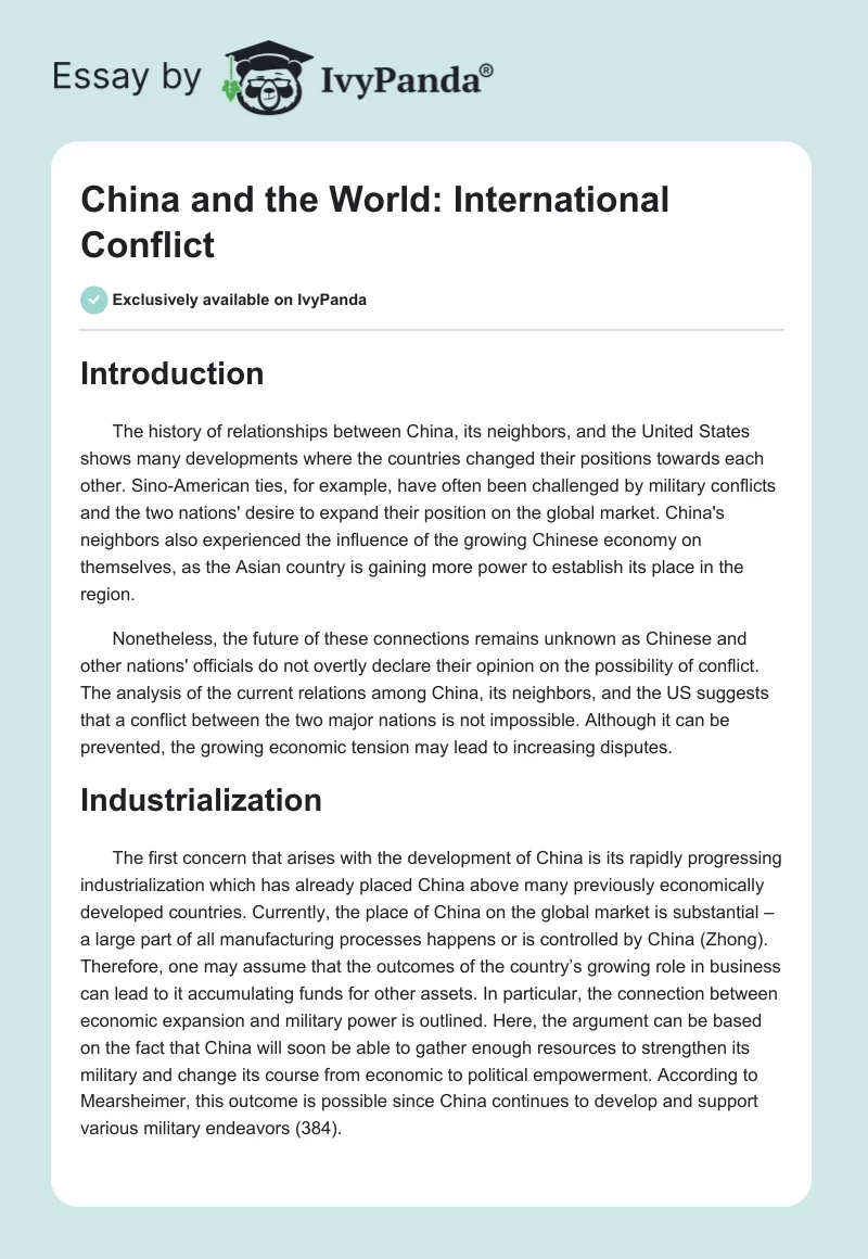 China and the World: International Conflict. Page 1
