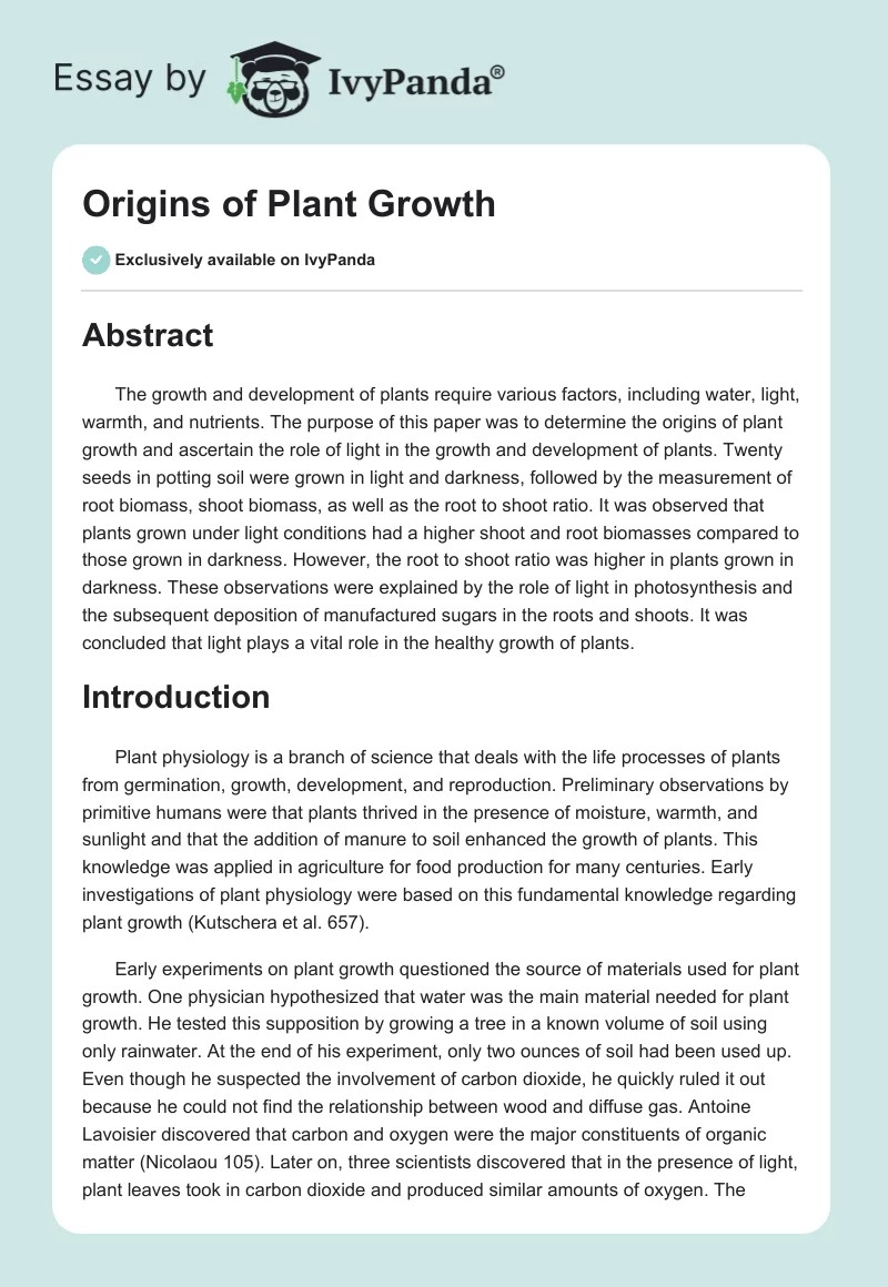 Origins of Plant Growth. Page 1