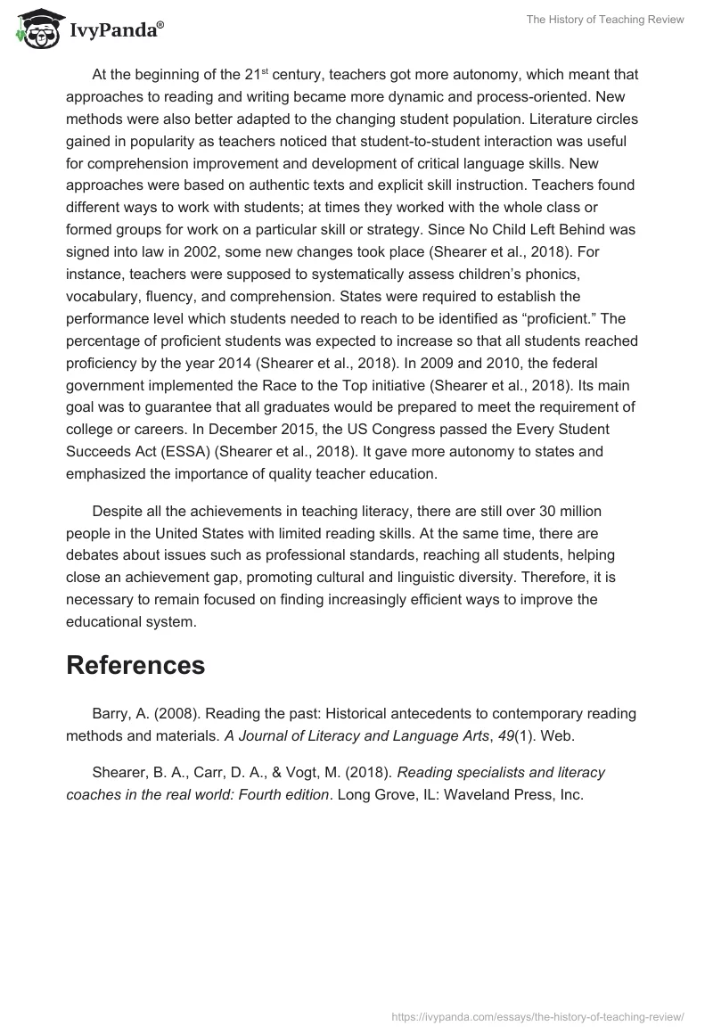The History of Teaching Review. Page 4