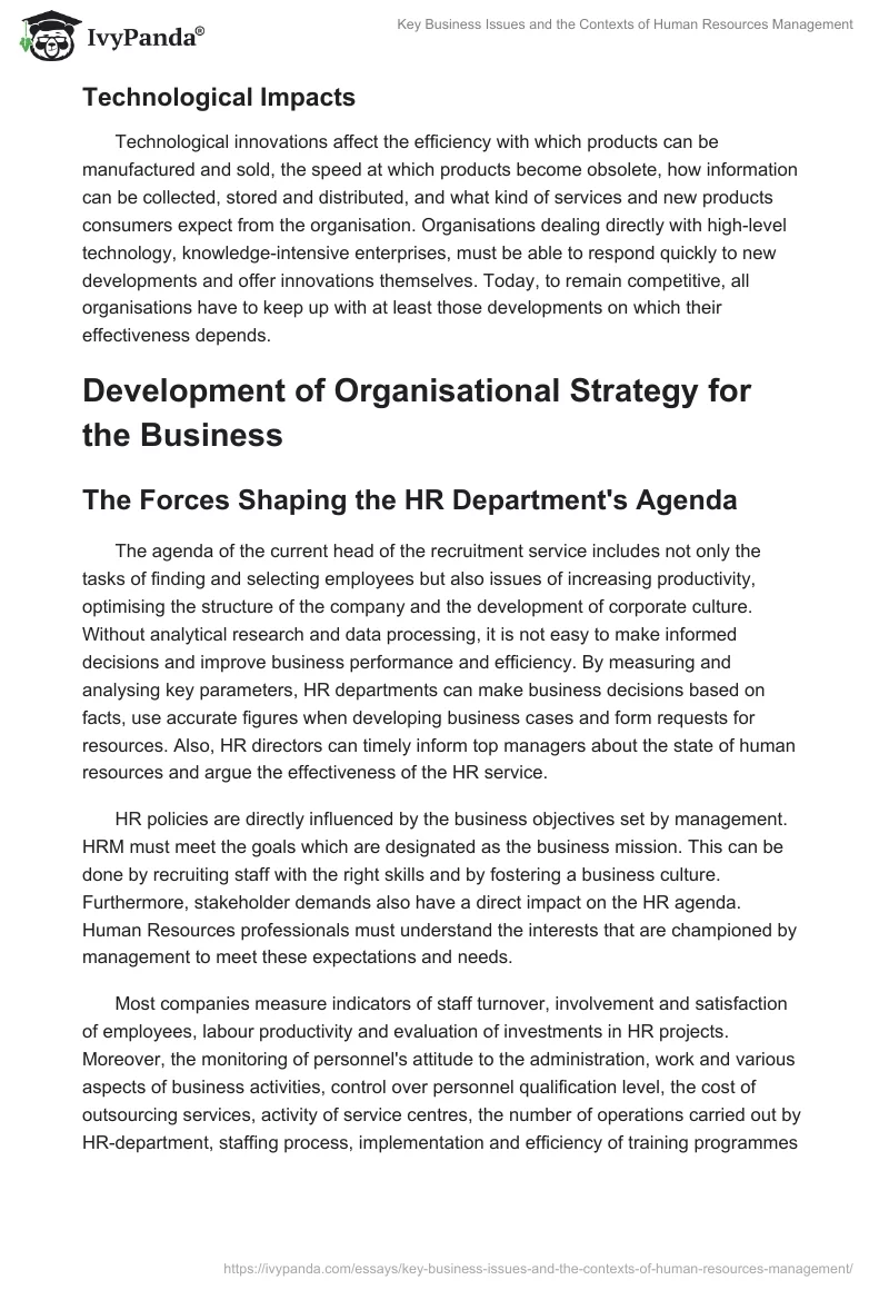 Key Business Issues and the Contexts of Human Resources Management. Page 3