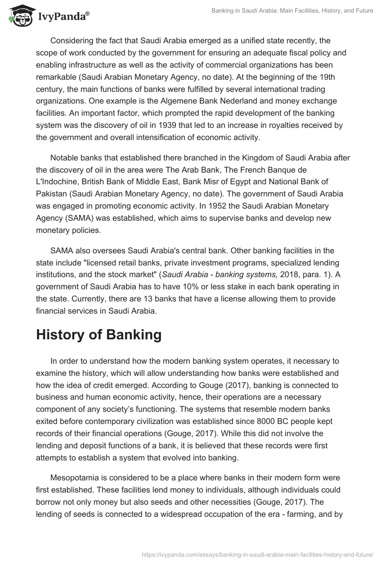 Banking in Saudi Arabia: Main Facilities, History, and Future. Page 2
