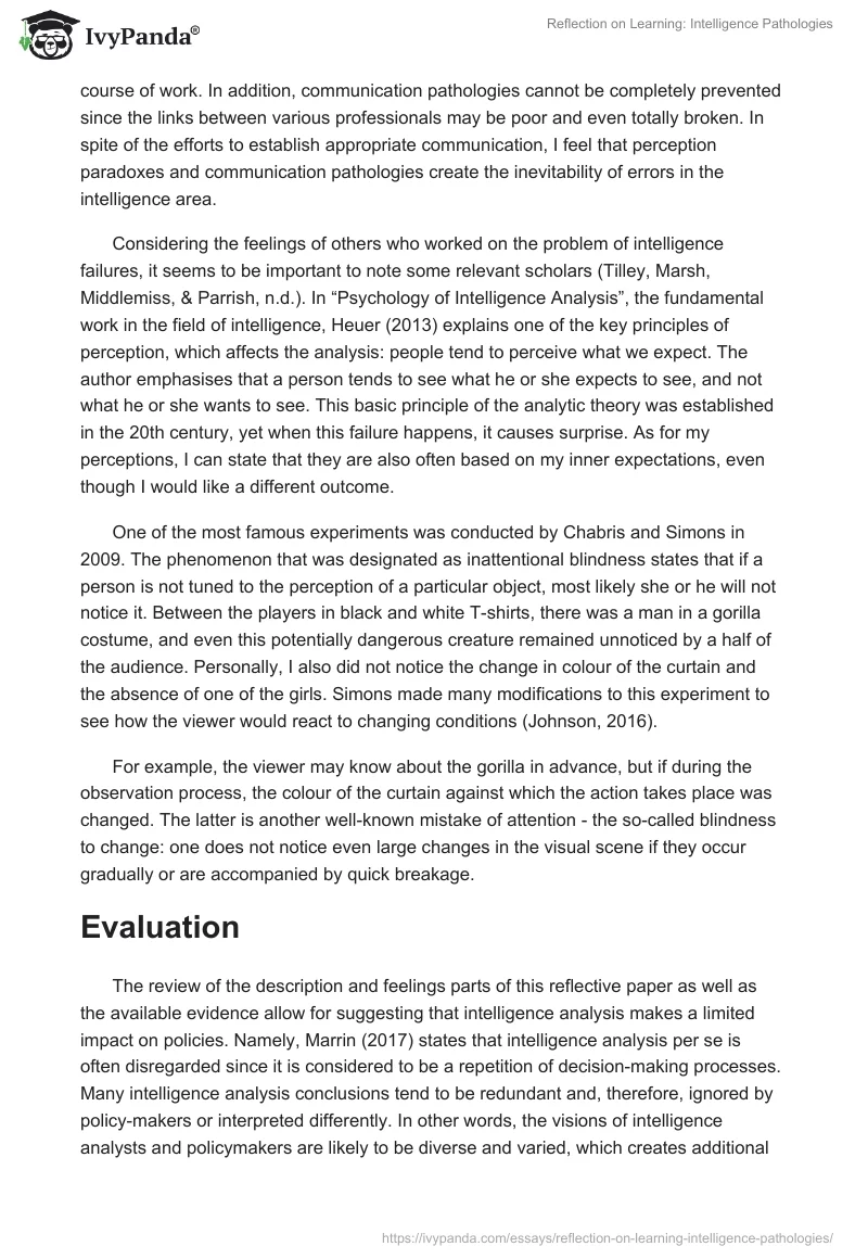 Reflection on Learning: Intelligence Pathologies. Page 3