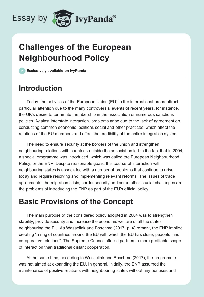 Challenges of the European Neighbourhood Policy. Page 1