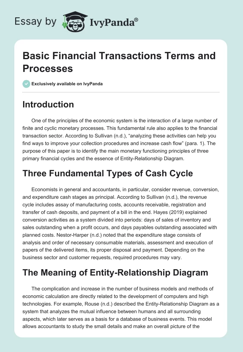 Basic Financial Transactions Terms and Processes. Page 1