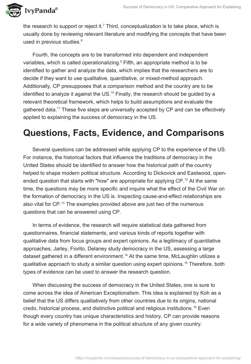 Success of Democracy in US: Comparative Approach for Explaining. Page 2