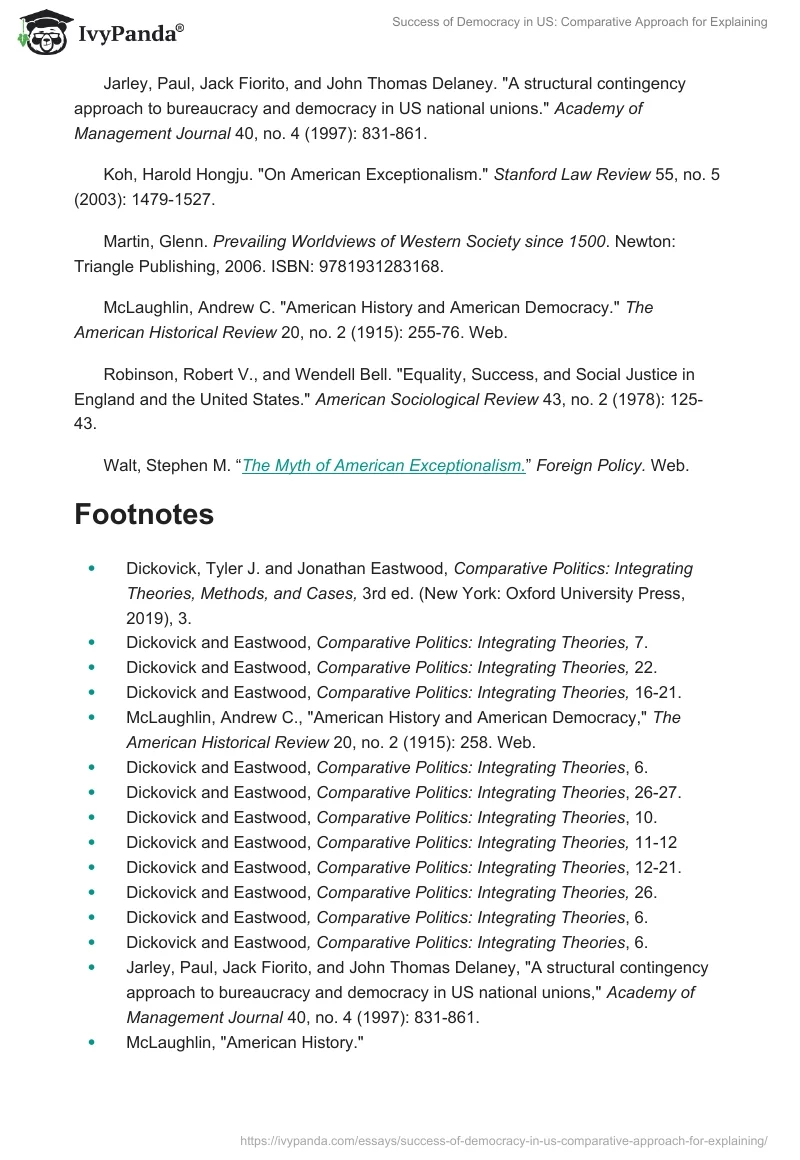 Success of Democracy in US: Comparative Approach for Explaining. Page 5