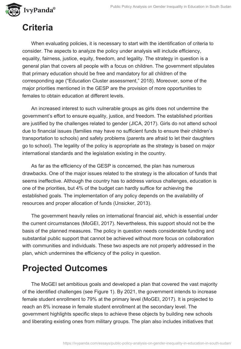 Public Policy Analysis on Gender Inequality in Education in South Sudan. Page 2
