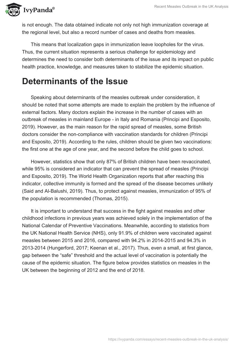 Recent Measles Outbreak in the UK Analysis. Page 2