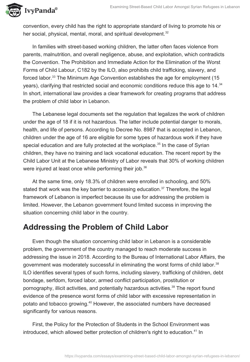 Examining Street-Based Child Labor Amongst Syrian Refugees in Lebanon. Page 5