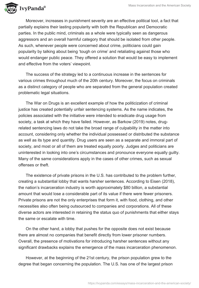 Mass Incarceration and the American Society. Page 2