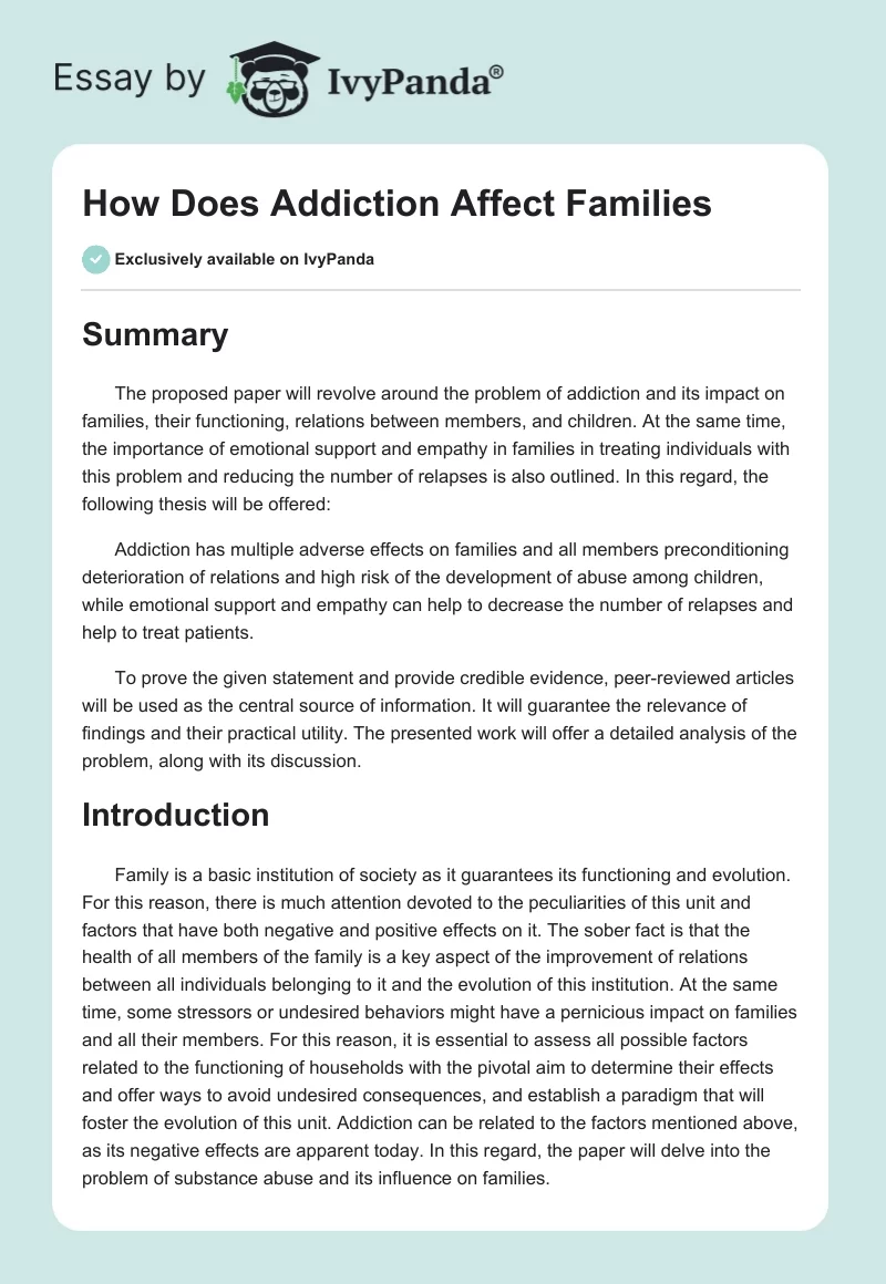 How Does Addiction Affect Families. Page 1