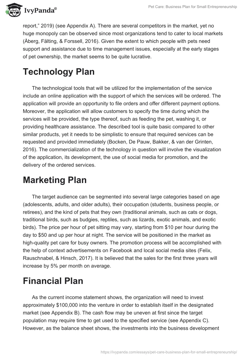 Pet Care: Business Plan for Small Entrepreneurship. Page 2