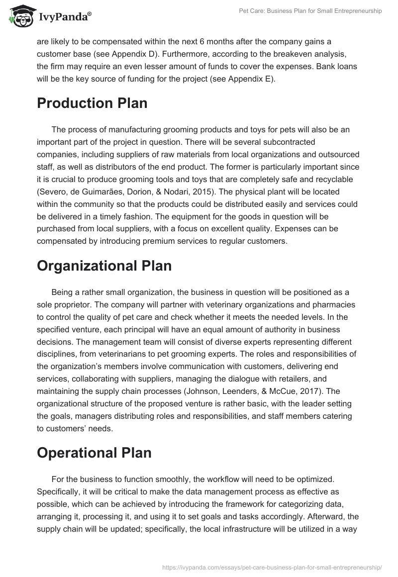 Pet Care: Business Plan for Small Entrepreneurship. Page 3