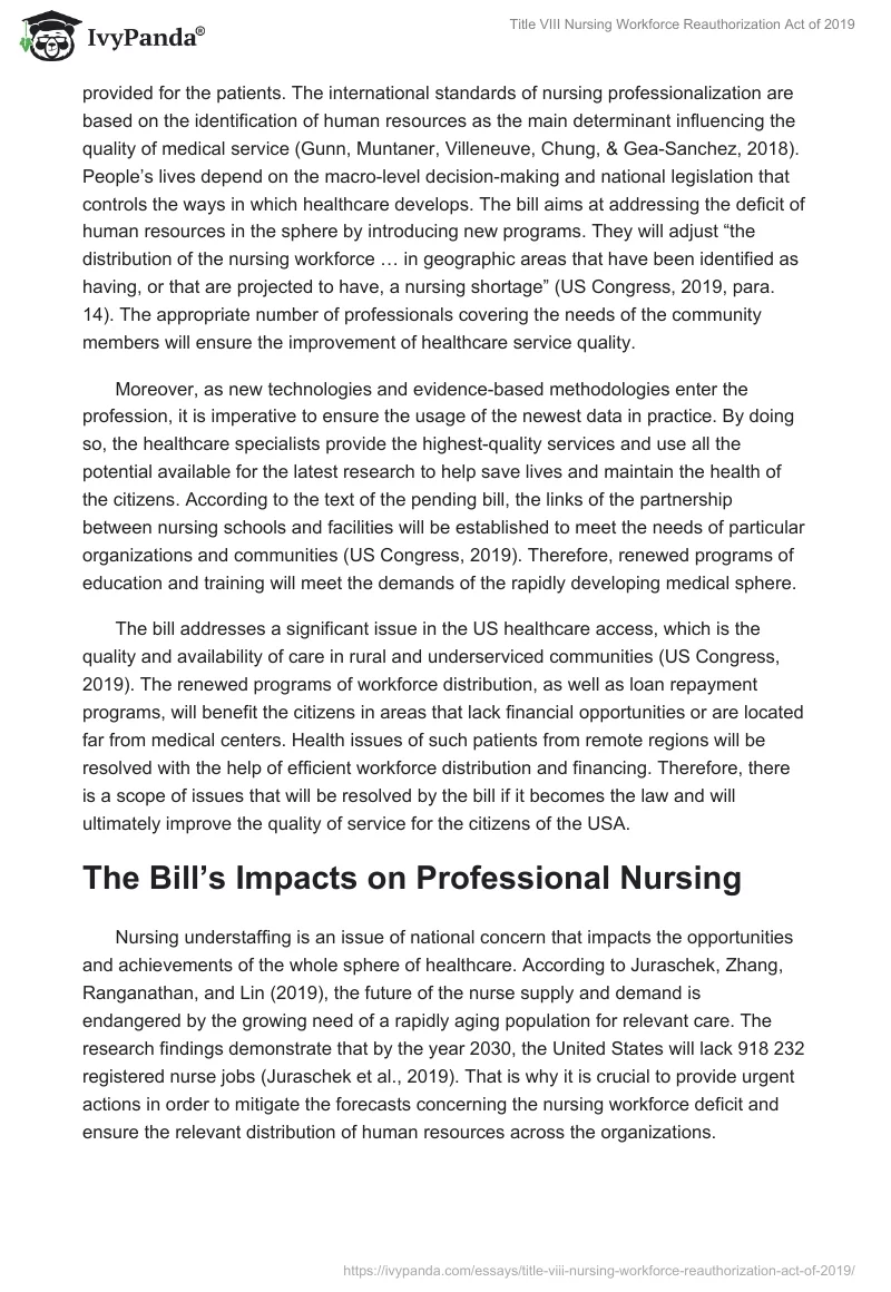 Title VIII Nursing Workforce Reauthorization Act of 2019. Page 2