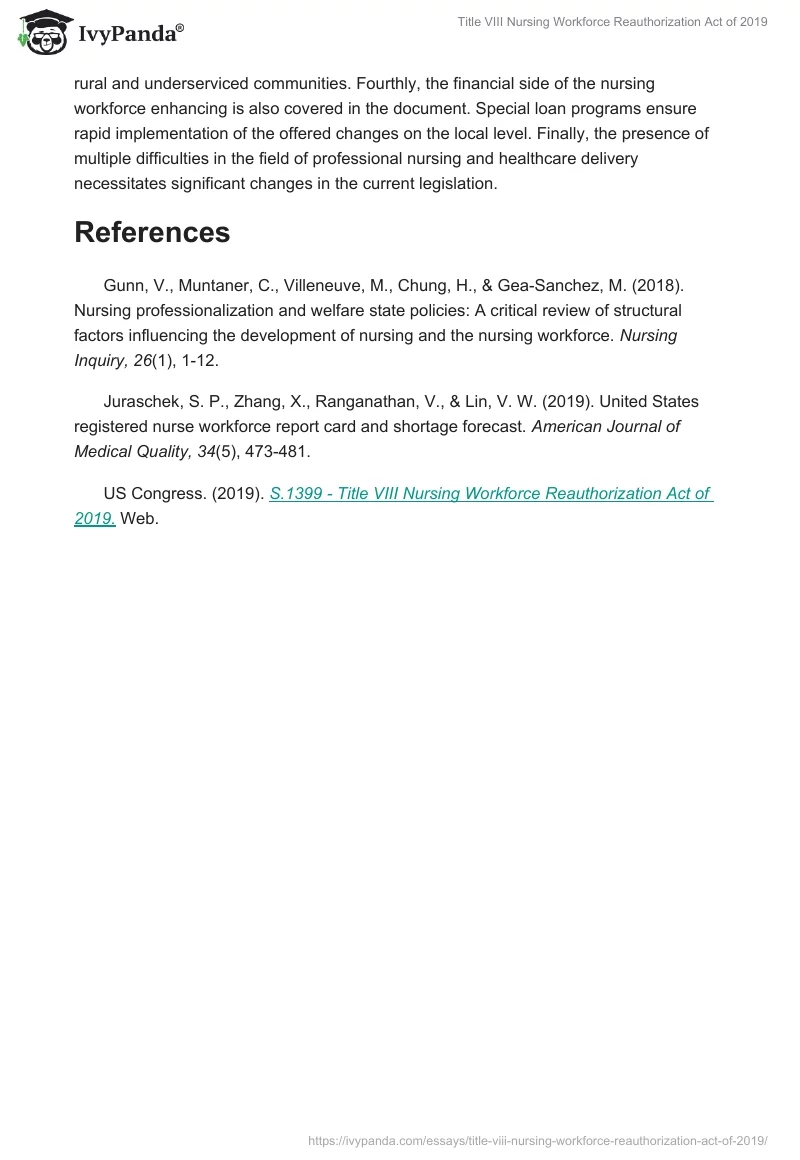 Title VIII Nursing Workforce Reauthorization Act of 2019. Page 5