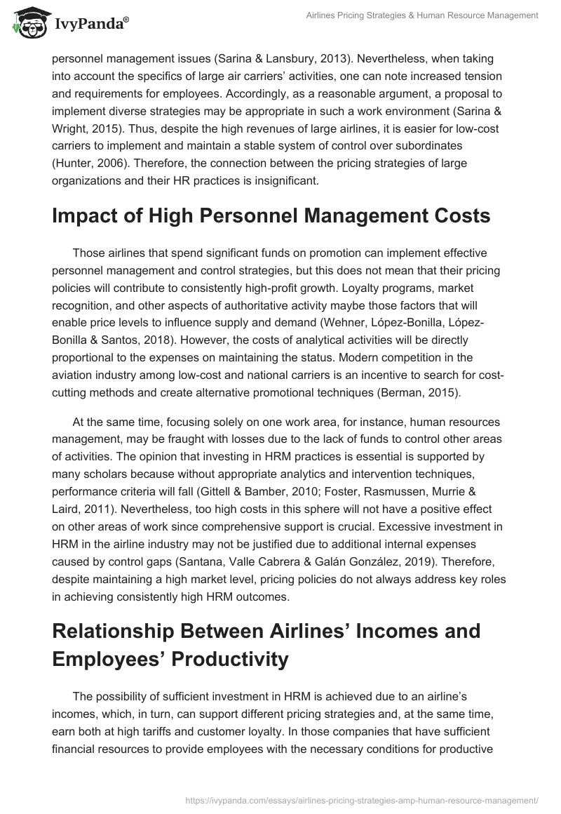 Airlines Pricing Strategies & Human Resource Management. Page 3