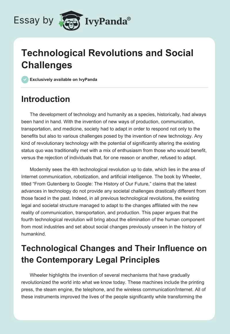 Technological Revolutions and Social Challenges. Page 1